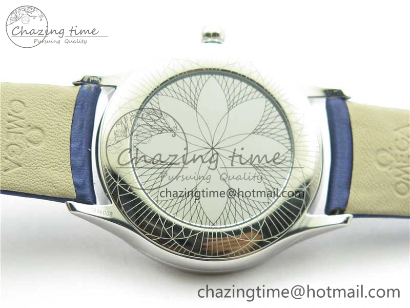 Ladies’ De Ville Trésor Diamond White Dial Blue Fabric Watch OXF 1:1 Best Edition Swiss Quartz Original 7894