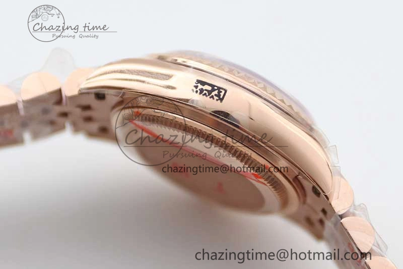 Lady DateJust 28 RG TWF 1:1 Best Edition Brown Dial Diamonds Markers on Jubilee Bracelet NH Soft 2137