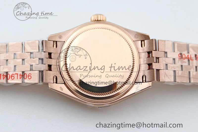 WrinkleFree Lady DateJust 28 RG TWF 1:1 Best Edition Green Dial Diamonds Markers on Jubilee Bracelet NH 2138