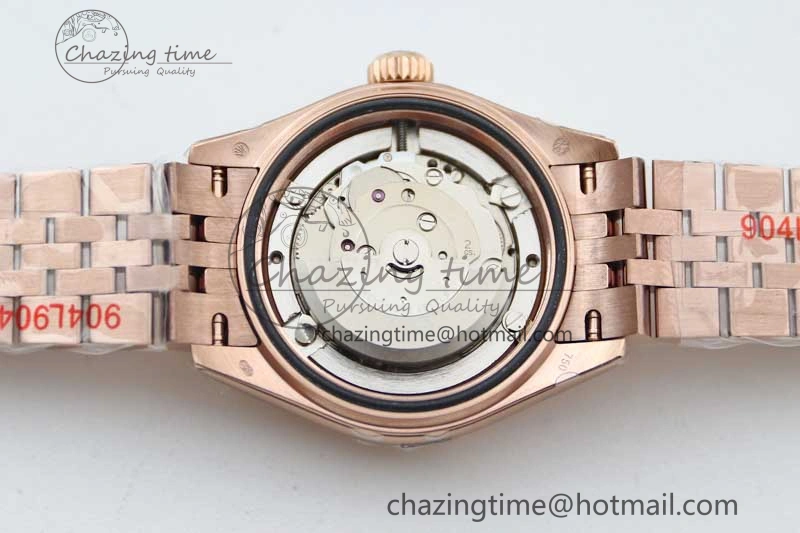 WrinkleFree Lady DateJust 28 RG TWF 1:1 Best Edition Green Dial Diamonds Markers on Jubilee Bracelet NH 2138
