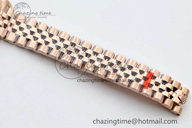 WrinkleFree Lady DateJust 28 RG TWF 1:1 Best Edition Green Dial Diamonds Markers on Jubilee Bracelet NH 2138