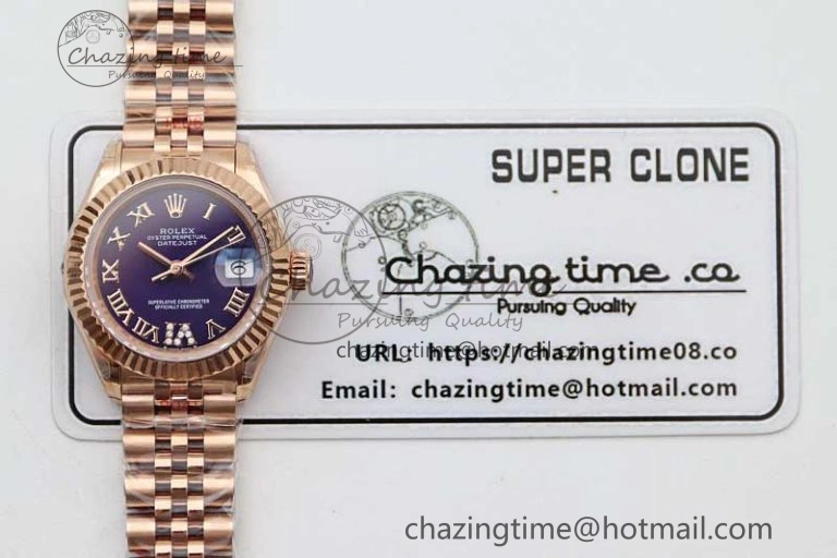 Durable Lady DateJust 28 RG TWF 1:1 Best Edition Purple Dial Roman Markers on Jubilee Bracelet NH 2139