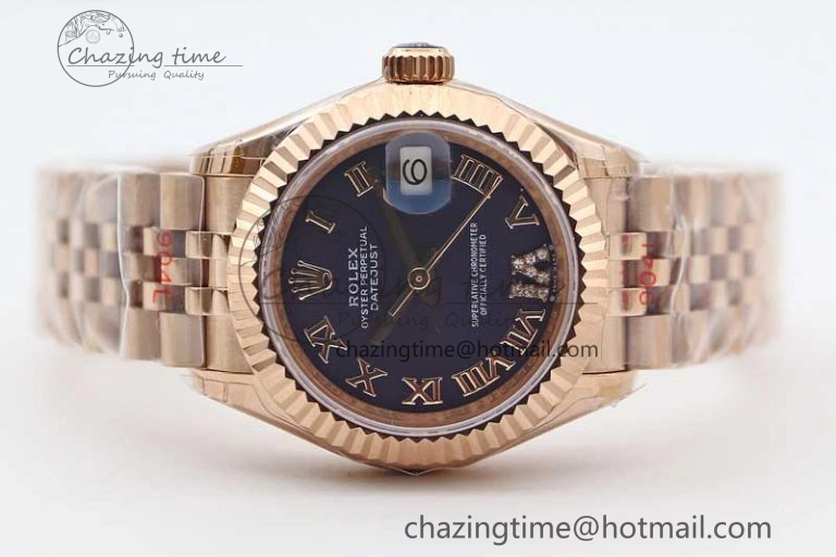 Durable Lady DateJust 28 RG TWF 1:1 Best Edition Purple Dial Roman Markers on Jubilee Bracelet NH 2139