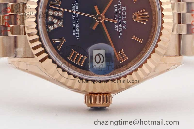 Durable Lady DateJust 28 RG TWF 1:1 Best Edition Purple Dial Roman Markers on Jubilee Bracelet NH 2139