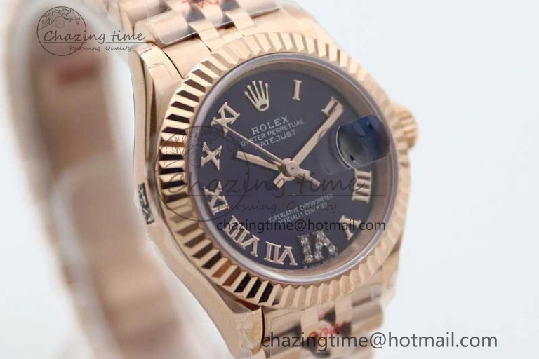 Durable Lady DateJust 28 RG TWF 1:1 Best Edition Purple Dial Roman Markers on Jubilee Bracelet NH 2139