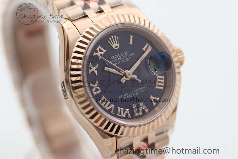 Durable Lady DateJust 28 RG TWF 1:1 Best Edition Purple Dial Roman Markers on Jubilee Bracelet NH 2139