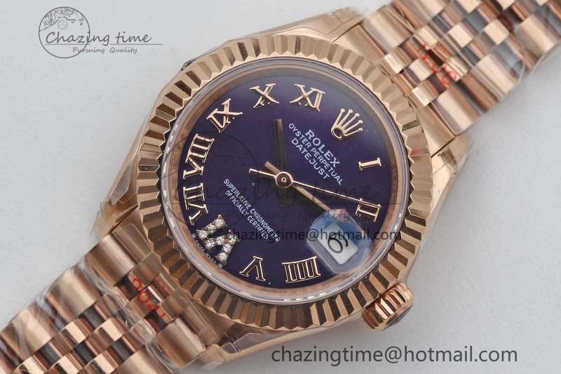 Durable Lady DateJust 28 RG TWF 1:1 Best Edition Purple Dial Roman Markers on Jubilee Bracelet NH 2139