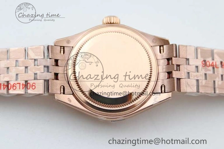Lady DateJust 28 RG TWF 1:1 Best Edition White MOP Dial Diamonds Markers on Jubilee Bracelet NH ZipUp 2136