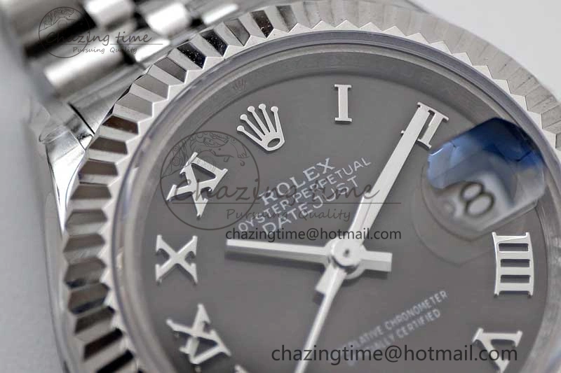 Lady DateJust 28 SS TWF 1:1 Best Edition 904L Steel Black Dial Roman Markers on President Bracelet NH TravelReady 2173