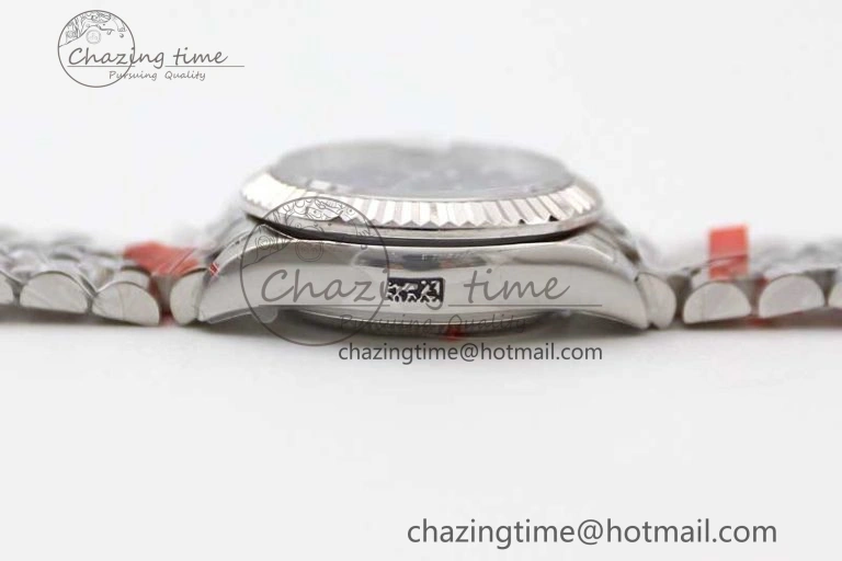 Lady DateJust 28 SS TWF 1:1 Best Edition 904L Steel Black Dial Roman Markers on President Bracelet NH TravelReady 2173