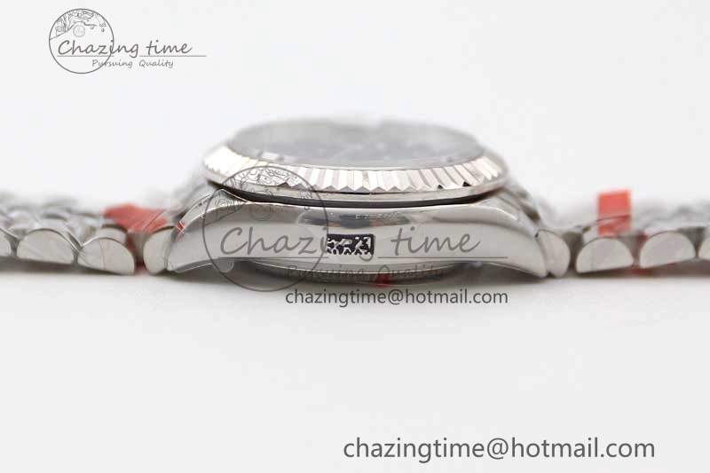 Lady DateJust 28 SS TWF 1:1 Best Edition 904L Steel Black Dial Roman Markers on President Bracelet NH TravelReady 2173