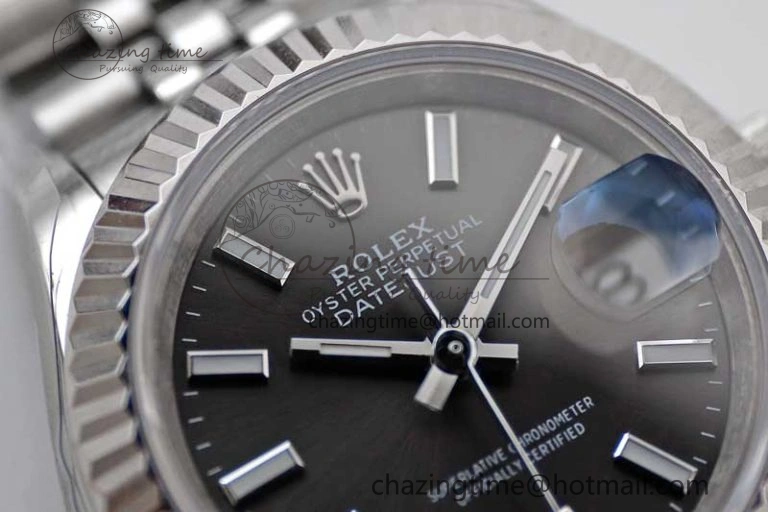 Lady DateJust 28 SS TWF 1:1 Best Edition 904L Steel Black Dial on President Bracelet NH ZeroBulk 2176