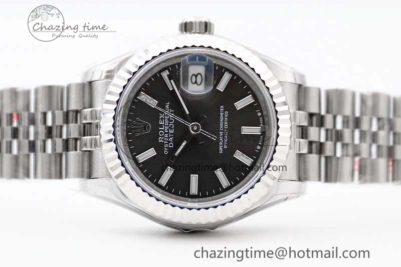 Lady DateJust 28 SS TWF 1:1 Best Edition 904L Steel Black Dial on President Bracelet NH ZeroBulk 2176