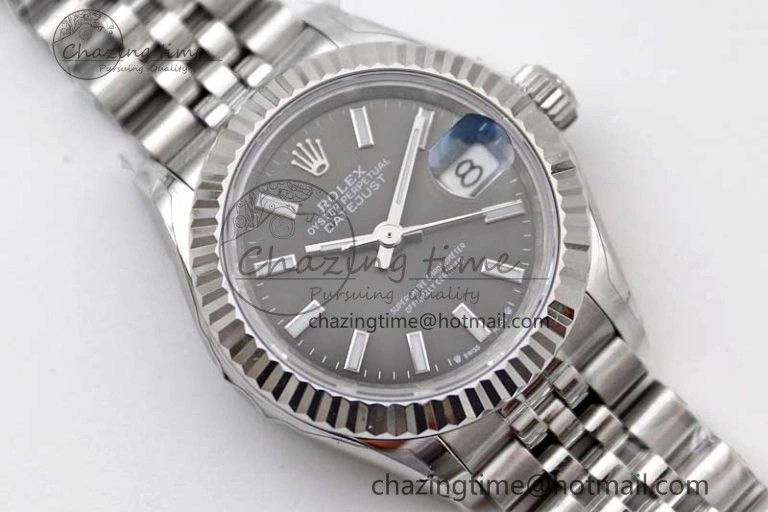 Lady DateJust 28 SS TWF 1:1 Best Edition 904L Steel Black Dial on President Bracelet NH ZeroBulk 2176