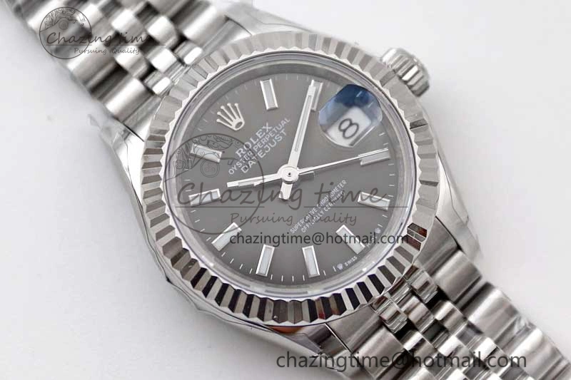 Lady DateJust 28 SS TWF 1:1 Best Edition 904L Steel Black Dial on President Bracelet NH ZeroBulk 2176