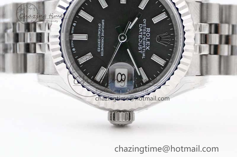 Lady DateJust 28 SS TWF 1:1 Best Edition 904L Steel Black Dial on President Bracelet NH ZeroBulk 2176
