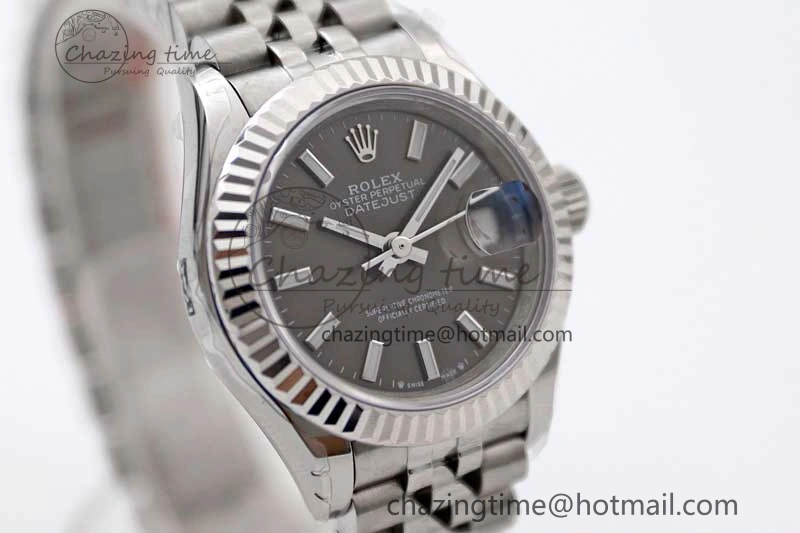 Lady DateJust 28 SS TWF 1:1 Best Edition 904L Steel Black Dial on President Bracelet NH ZeroBulk 2176