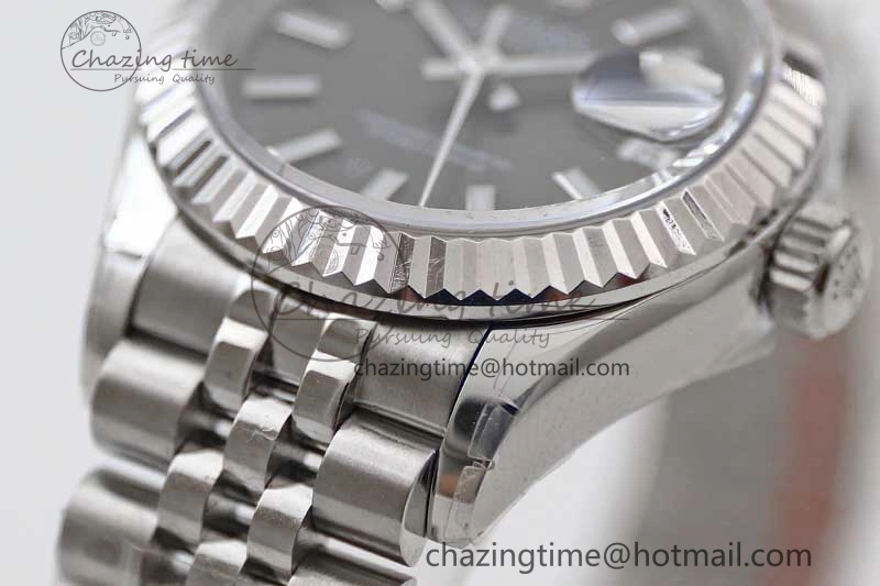Lady DateJust 28 SS TWF 1:1 Best Edition 904L Steel Black Dial on President Bracelet NH ZeroBulk 2176