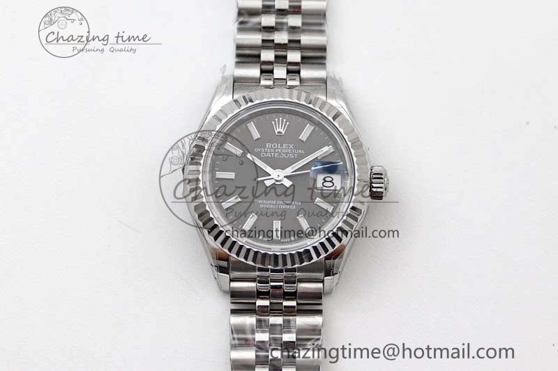 Lady DateJust 28 SS TWF 1:1 Best Edition 904L Steel Black Dial on President Bracelet NH ZeroBulk 2176