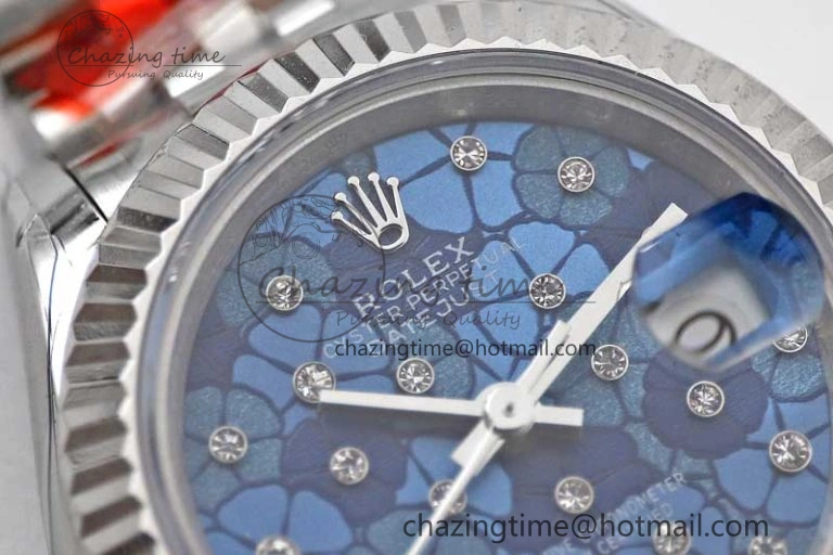 TimelessDesign Lady DateJust 28 SS TWF 1:1 Best Edition 904L Steel Blue Dial on President Bracelet NH 2175