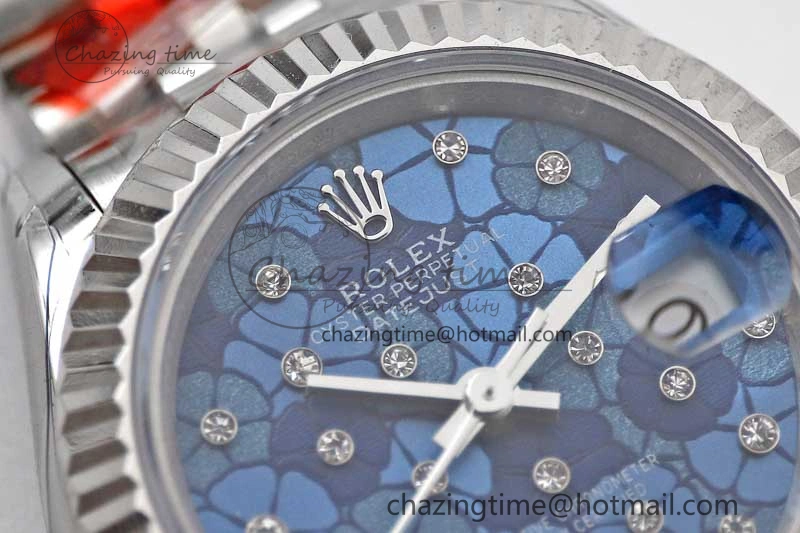 TimelessDesign Lady DateJust 28 SS TWF 1:1 Best Edition 904L Steel Blue Dial on President Bracelet NH 2175