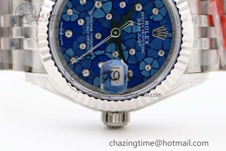 TimelessDesign Lady DateJust 28 SS TWF 1:1 Best Edition 904L Steel Blue Dial on President Bracelet NH 2175