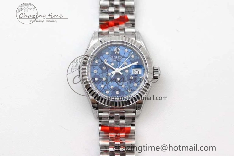 Cozy Lady DateJust 28 SS TWF 1:1 Best Edition 904L Steel Blue Dial on President Bracelet NH 10198