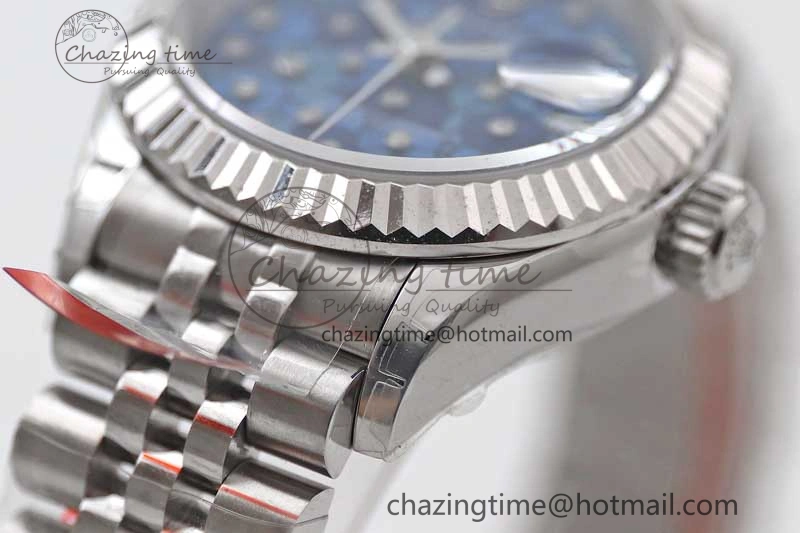 TimelessDesign Lady DateJust 28 SS TWF 1:1 Best Edition 904L Steel Blue Dial on President Bracelet NH 2175