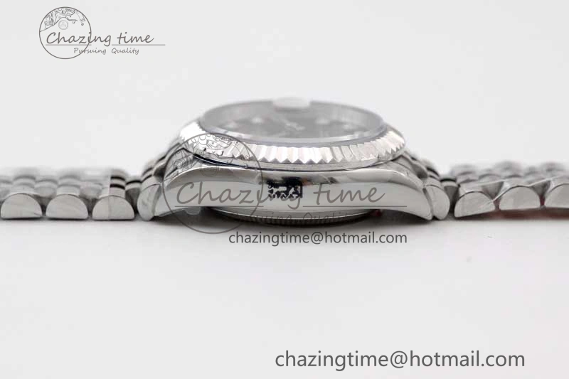 Lady DateJust 28 SS TWF 1:1 Best Edition 904L Steel Gray Dial Diamonds Markers on President Bracelet NH Comfortable 10202