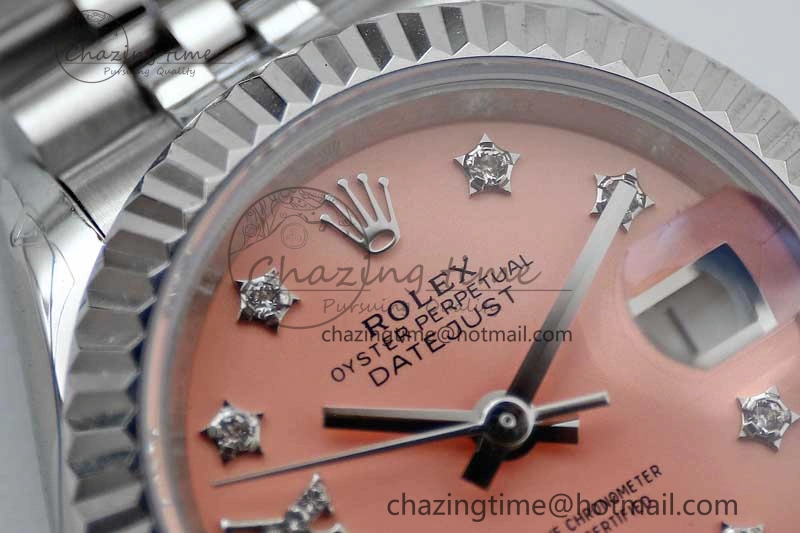 Efficient Lady DateJust 28 SS TWF 1:1 Best Edition 904L Steel Pink Dial Diam Markers on President Bracelet NH 2179