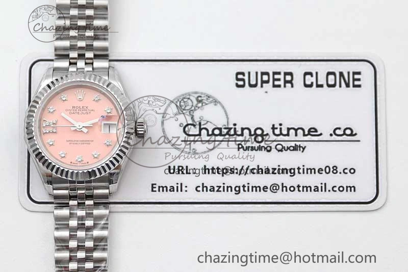 Efficient Lady DateJust 28 SS TWF 1:1 Best Edition 904L Steel Pink Dial Diam Markers on President Bracelet NH 2179