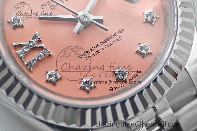 Efficient Lady DateJust 28 SS TWF 1:1 Best Edition 904L Steel Pink Dial Diam Markers on President Bracelet NH 2179