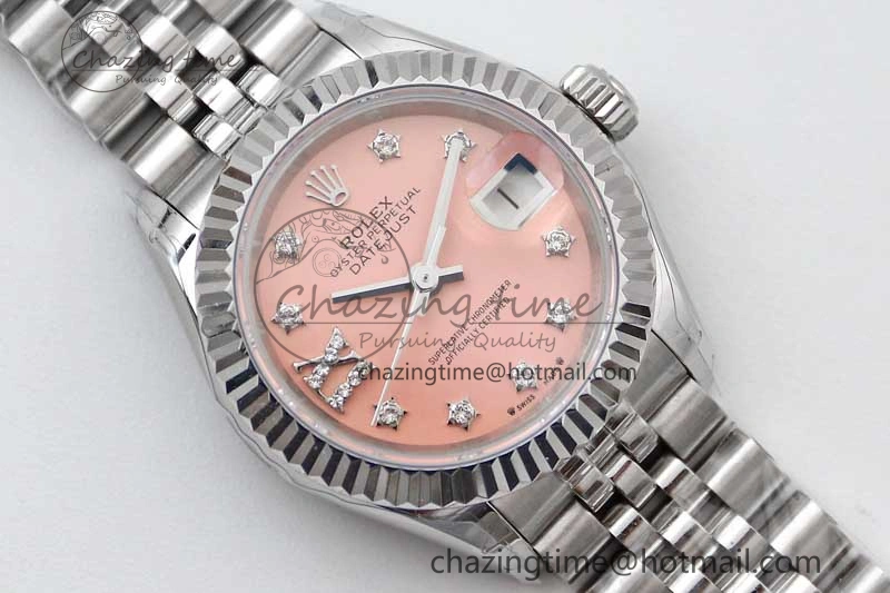 Efficient Lady DateJust 28 SS TWF 1:1 Best Edition 904L Steel Pink Dial Diam Markers on President Bracelet NH 2179