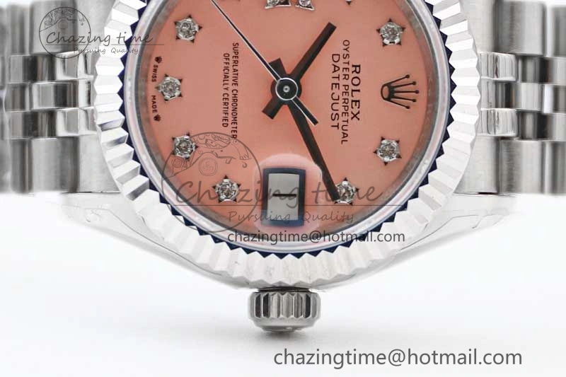 Efficient Lady DateJust 28 SS TWF 1:1 Best Edition 904L Steel Pink Dial Diam Markers on President Bracelet NH 2179