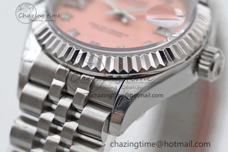Efficient Lady DateJust 28 SS TWF 1:1 Best Edition 904L Steel Pink Dial Diam Markers on President Bracelet NH 2179