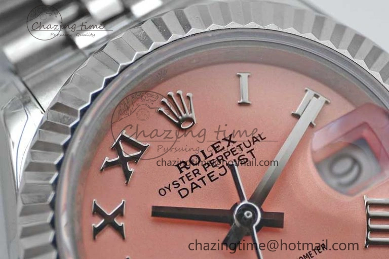 Trendsetting Lady DateJust 28 SS TWF 1:1 Best Edition 904L Steel Pink Dial Roman Markers on President Bracelet NH 10207