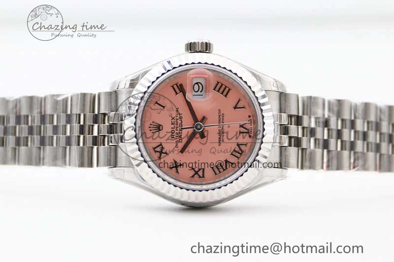 Trendsetting Lady DateJust 28 SS TWF 1:1 Best Edition 904L Steel Pink Dial Roman Markers on President Bracelet NH 10207