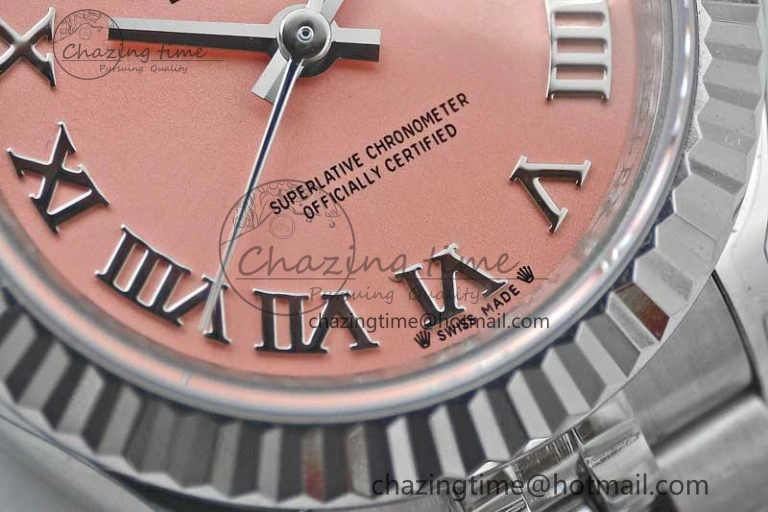Trendsetting Lady DateJust 28 SS TWF 1:1 Best Edition 904L Steel Pink Dial Roman Markers on President Bracelet NH 10207