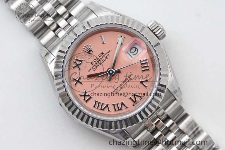 Trendsetting Lady DateJust 28 SS TWF 1:1 Best Edition 904L Steel Pink Dial Roman Markers on President Bracelet NH 10207