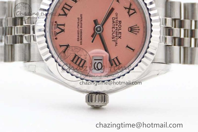 Trendsetting Lady DateJust 28 SS TWF 1:1 Best Edition 904L Steel Pink Dial Roman Markers on President Bracelet NH 10207