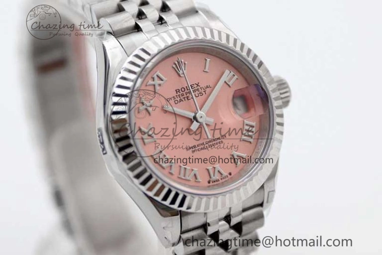 Trendsetting Lady DateJust 28 SS TWF 1:1 Best Edition 904L Steel Pink Dial Roman Markers on President Bracelet NH 10207