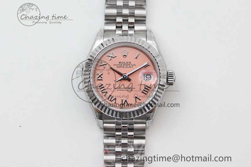 Trendsetting Lady DateJust 28 SS TWF 1:1 Best Edition 904L Steel Pink Dial Roman Markers on President Bracelet NH 10207