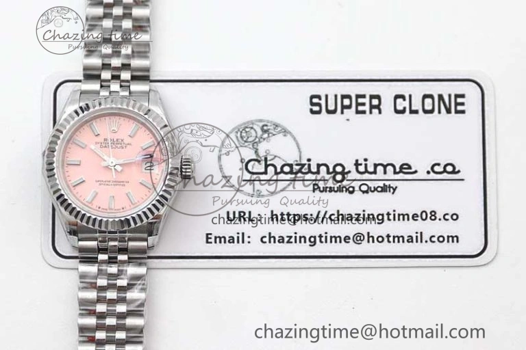 Durable Lady DateJust 28 SS TWF 1:1 Best Edition 904L Steel Pink Dial on President Bracelet NH 10206