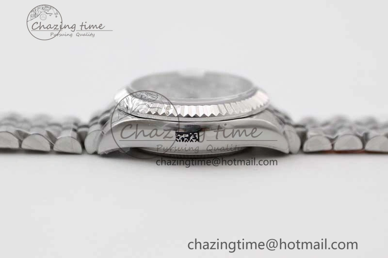 Lady DateJust 28 SS TWF 1:1 Best Edition 904L Steel Silver Dial Diam Markers on President Bracelet NH Lightweight 2180