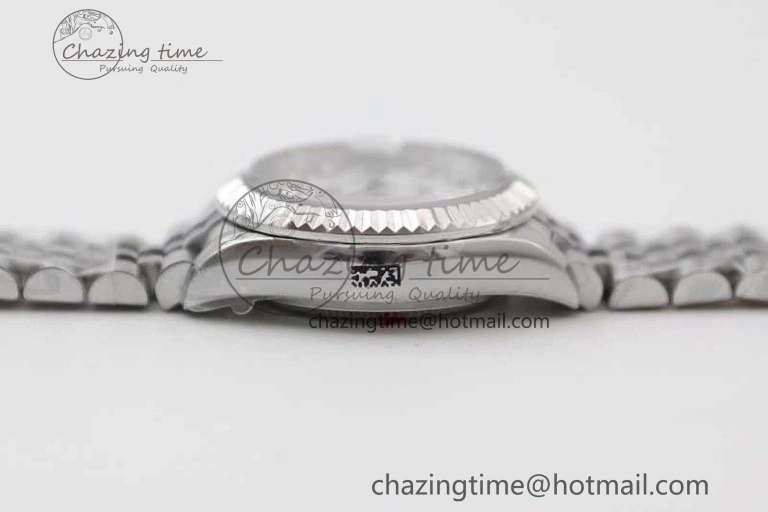 Lady DateJust 28 SS TWF 1:1 Best Edition 904L Steel Silver Dial Diamonds Markers on President Bracelet NH Attractive 10203