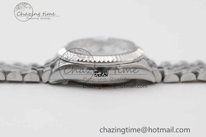 Lady DateJust 28 SS TWF 1:1 Best Edition 904L Steel Silver Dial Diamonds Markers on President Bracelet NH Attractive 10203