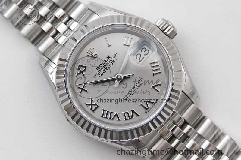 Lady DateJust 28 SS TWF 1:1 Best Edition 904L Steel Silver Dial Roman Markers on President Bracelet NH Timeless 2182