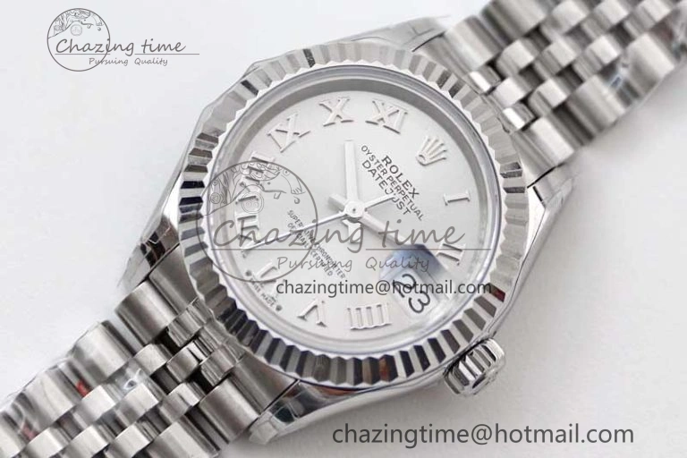 Lady DateJust 28 SS TWF 1:1 Best Edition 904L Steel Silver Dial Roman Markers on President Bracelet NH Timeless 2182