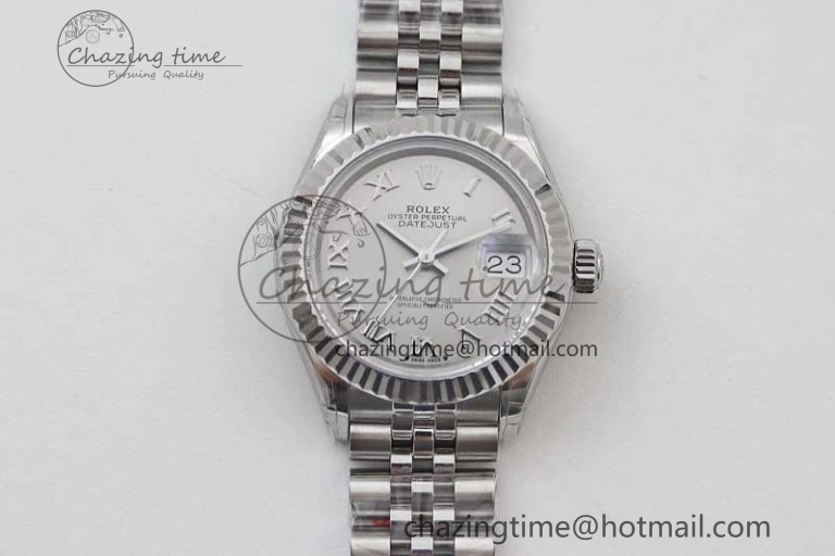 Lady DateJust 28 SS TWF 1:1 Best Edition 904L Steel Silver Dial Roman Markers on President Bracelet NH Stylish 10208