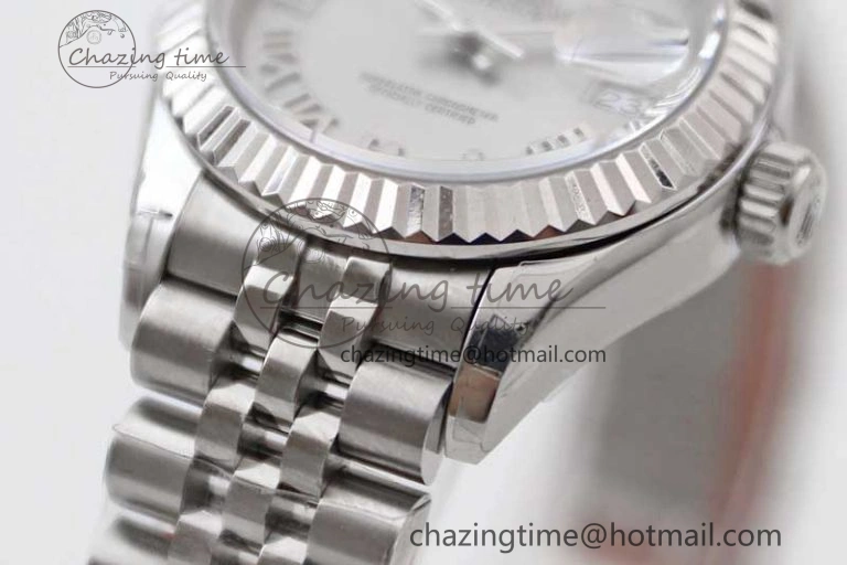 Lady DateJust 28 SS TWF 1:1 Best Edition 904L Steel Silver Dial Roman Markers on President Bracelet NH Timeless 2182